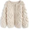 imageCHICWISH Womens Soft Heart Shape Balls Hand Knit Open Front Hot PinkIvoryLavenderPinkArmy GreenWine CardiganIvory
