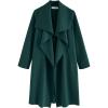 imageCHICWISH Womens Wide Lapel Open Front Long Sleeve SandWineBlackGrey Wool Blend Trench CoatEmerald