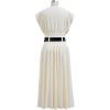 imageCHICWISH Women 2 Piece Outfits Set Casual Crew Neck Cap Sleeves Crop Knit Top and High Waist Midi Skirt with BeltCream