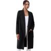imageCHICWISH Women Open Front Knit Long Cardigan Patch Pocket Long Sleeve Fall Winter Casual Chunky Coatigan Sweater CoatBlack