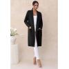 imageCHICWISH Women Open Front Knit Long Cardigan Patch Pocket Long Sleeve Fall Winter Casual Chunky Coatigan Sweater CoatBlack