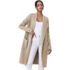 imageCHICWISH Women Open Front Knit Long Cardigan Patch Pocket Long Sleeve Fall Winter Casual Chunky Coatigan Sweater CoatLight Tan