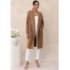imageCHICWISH Women Open Front Knit Long Cardigan Patch Pocket Long Sleeve Fall Winter Casual Chunky Coatigan Sweater CoatTan