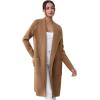 imageCHICWISH Women Open Front Knit Long Cardigan Patch Pocket Long Sleeve Fall Winter Casual Chunky Coatigan Sweater CoatTan