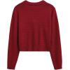 imageCHICWISH Women Open Front Rose Buttoned Crop Knit Cardigan V Neck Long Sleeve Casual Solid Sweaters Cardigan TopRed