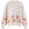 imageCHICWISH Women Oversized Sweaters Tender Fuzzy Heart Jacquard Crewneck Long Sleeve Fashion Pullover Sweater Jumper Tops IvoryIvory