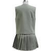 imageCHICWISH Women Summer 2 Piece Outfits Button Down V Neck Sleeveless Vest Blazer Waistcoat and Pleated Mini Dress SetGrey