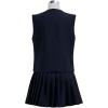 imageCHICWISH Women Summer 2 Piece Outfits Button Down V Neck Sleeveless Vest Blazer Waistcoat and Pleated Mini Dress SetNavy
