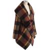 imageCHICWISH Women Turn Down Shawl Collar Open Front Plum Check Asymmetric Hemline Wool Blend Coat Size XXXL