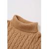 imageCHICWISH Women Turtleneck Cable Knit Cape Sweater Chunky Fall Casual Pullover Top Elbow Sleeves Sweater Vest CamelCamel