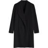 imageCHICWISH Womens BlackBrownOatmealIvory Lapel Open Front Quilted Wide lapel CottonBlend CoatBlack