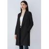 imageCHICWISH Womens BlackBrownOatmealIvory Lapel Open Front Quilted Wide lapel CottonBlend CoatBlack
