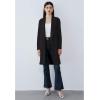 imageCHICWISH Womens BlackBrownOatmealIvory Lapel Open Front Quilted Wide lapel CottonBlend CoatBlack