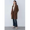 imageCHICWISH Womens BlackBrownOatmealIvory Lapel Open Front Quilted Wide lapel CottonBlend CoatBrown
