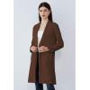imageCHICWISH Womens BlackBrownOatmealIvory Lapel Open Front Quilted Wide lapel CottonBlend CoatBrown