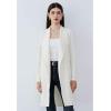 imageCHICWISH Womens BlackBrownOatmealIvory Lapel Open Front Quilted Wide lapel CottonBlend CoatIvory