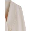 imageCHICWISH Womens BlackBrownOatmealIvory Lapel Open Front Quilted Wide lapel CottonBlend CoatOatmeal