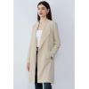 imageCHICWISH Womens BlackBrownOatmealIvory Lapel Open Front Quilted Wide lapel CottonBlend CoatOatmeal