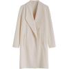 imageCHICWISH Womens BlackBrownOatmealIvory Lapel Open Front Quilted Wide lapel CottonBlend CoatOatmeal