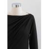 imageCHICWISH Womens Boat Neck Ruched Long Sleeves Knit TopBoat Neckblack
