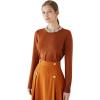 imageCHICWISH Womens CaramelBlackNavyDusty BlueCreamWhite Pearl Trimmed Soft Knit TopCaramel