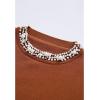 imageCHICWISH Womens CaramelBlackNavyDusty BlueCreamWhite Pearl Trimmed Soft Knit TopCaramel