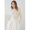 imageCHICWISH Womens CaramelBlackNavyDusty BlueCreamWhite Pearl Trimmed Soft Knit TopCream