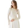 imageCHICWISH Womens CaramelBlackNavyDusty BlueCreamWhite Pearl Trimmed Soft Knit TopCream