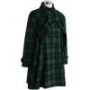 imageCHICWISH Womens Comfy Casual Warm Big Bow GreenRed Tartan Check Dolly Dress CoatGreen