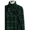 imageCHICWISH Womens Comfy Casual Warm Big Bow GreenRed Tartan Check Dolly Dress CoatGreen