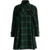 imageCHICWISH Womens Comfy Casual Warm Big Bow GreenRed Tartan Check Dolly Dress CoatGreen