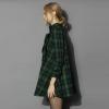 imageCHICWISH Womens Comfy Casual Warm Big Bow GreenRed Tartan Check Dolly Dress CoatGreen