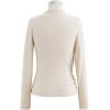 imageCHICWISH Womens Mock Neck Ruched Long Sleeves Knit TopMock Neckcream