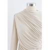 imageCHICWISH Womens Mock Neck Ruched Long Sleeves Knit TopMock Neckcream