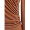 imageCHICWISH Womens Mock Neck Ruched Long Sleeves Knit TopMock Neckpumpkin