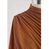 imageCHICWISH Womens Mock Neck Ruched Long Sleeves Knit TopMock Neckpumpkin