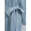 imageCHICWISH Womens Open Front Cardigan Long Sleeve Notch Lapel Belted Longline Coatigan Ribbed Knit Coat With PocketsBlue