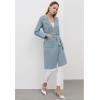 imageCHICWISH Womens Open Front Cardigan Long Sleeve Notch Lapel Belted Longline Coatigan Ribbed Knit Coat With PocketsBlue