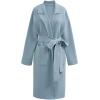 imageCHICWISH Womens Open Front Cardigan Long Sleeve Notch Lapel Belted Longline Coatigan Ribbed Knit Coat With PocketsBlue