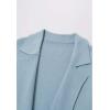 imageCHICWISH Womens Open Front Cardigan Long Sleeve Notch Lapel Belted Longline Coatigan Ribbed Knit Coat With PocketsBlue