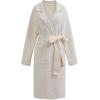 imageCHICWISH Womens Open Front Cardigan Long Sleeve Notch Lapel Belted Longline Coatigan Ribbed Knit Coat With PocketsIvory