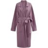 imageCHICWISH Womens Open Front Cardigan Long Sleeve Notch Lapel Belted Longline Coatigan Ribbed Knit Coat With PocketsMauve