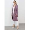 imageCHICWISH Womens Open Front Cardigan Long Sleeve Notch Lapel Belted Longline Coatigan Ribbed Knit Coat With PocketsMauve
