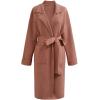 imageCHICWISH Womens Open Front Cardigan Long Sleeve Notch Lapel Belted Longline Coatigan Ribbed Knit Coat With PocketsRust