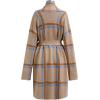 imageCHICWISH Womens Open Front Drape Long Cardigan Collared Grid Pattern Tie Waist Knit Long Sleeve Coat with PocketsTan