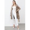 imageCHICWISH Womens Open Front Drape Long Cardigan Collared Grid Pattern Tie Waist Knit Long Sleeve Coat with PocketsTan