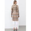 imageCHICWISH Womens Open Front Drape Long Cardigan Collared Grid Pattern Tie Waist Knit Long Sleeve Coat with PocketsTan