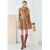 imageCHICWISH Womens TanBlack Faux Fur Collar DoubleBreasted Storm Flap Skater CoatTan