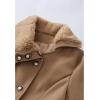 imageCHICWISH Womens TanBlack Faux Fur Collar DoubleBreasted Storm Flap Skater CoatTan