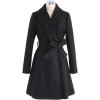 imageCHICWISH Womens TaupeNude PinkBlack Faux Fur Wide Lapel Turn Down Shawl Collar Belted Flare Wool Blend CoatBlack